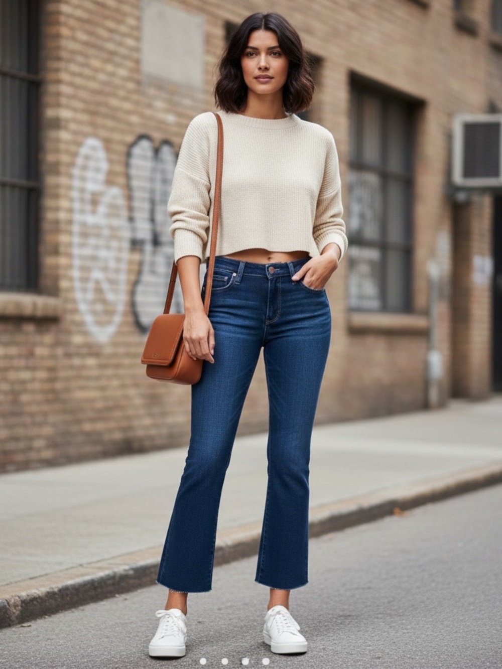 NEW • Paige • Colette Crop Classic High-Rise Cropped Flare Jeans - Dark Blue 29